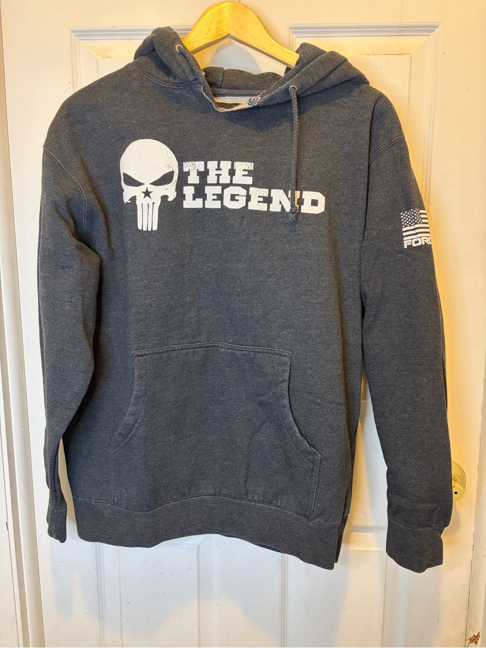 The Legend Punisher Graphic Hooded Sweatshirt - Men's Gray Pullover